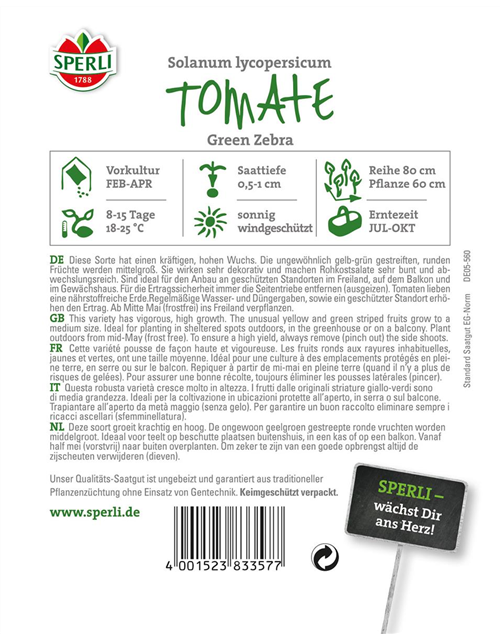 Tomaten Green Zebra Sperli Saatgut Gartencenter Streb