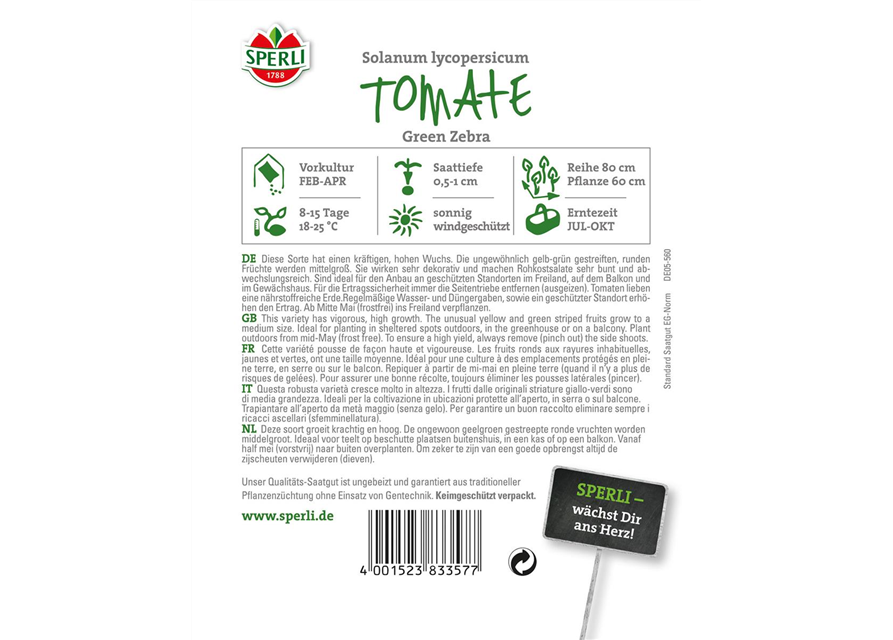 Tomaten Green Zebra Sperli Saatgut Gartencenter Streb