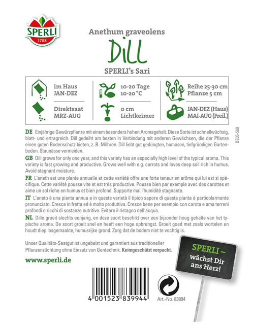 Dill. SPERLING´s Sari