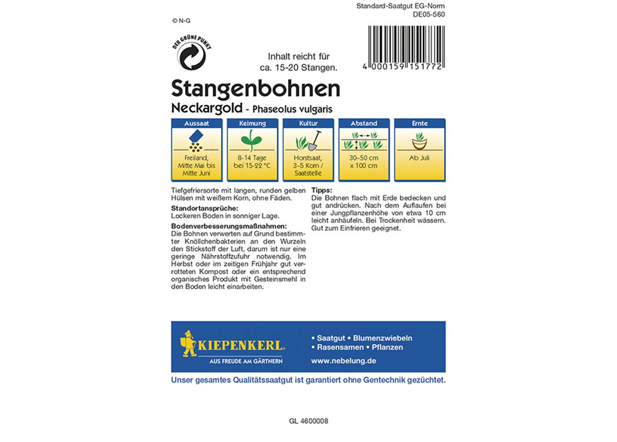 Stangenbohnen Neckargold