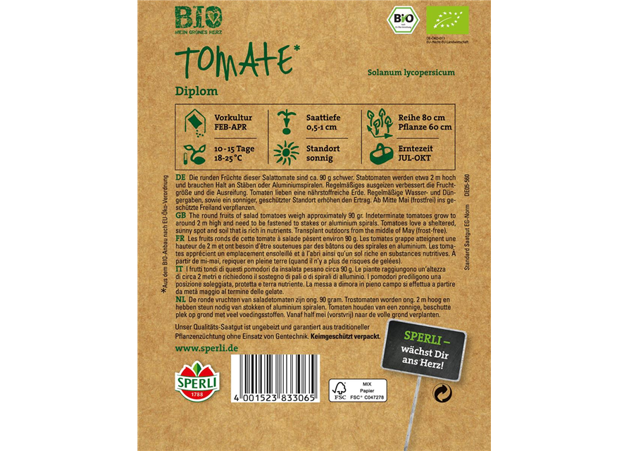 Bio Tomate Stabtomate