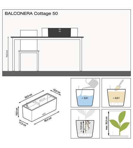 Lechuza Balconera Cottage 50 - granit