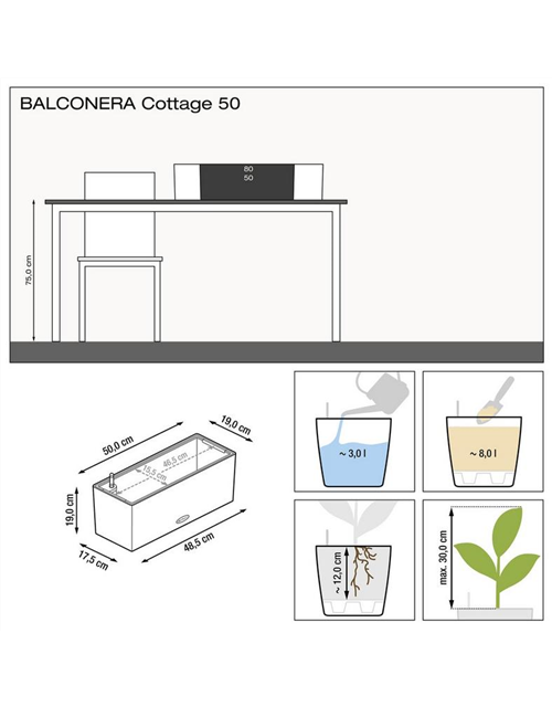 Lechuza Balconera Cottage 50 - granit