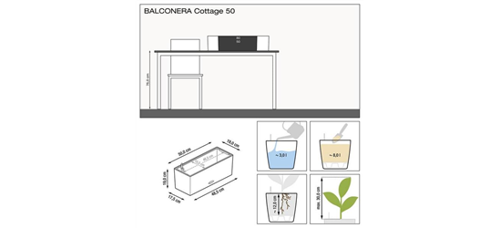 Lechuza Balconera Cottage 50 - granit