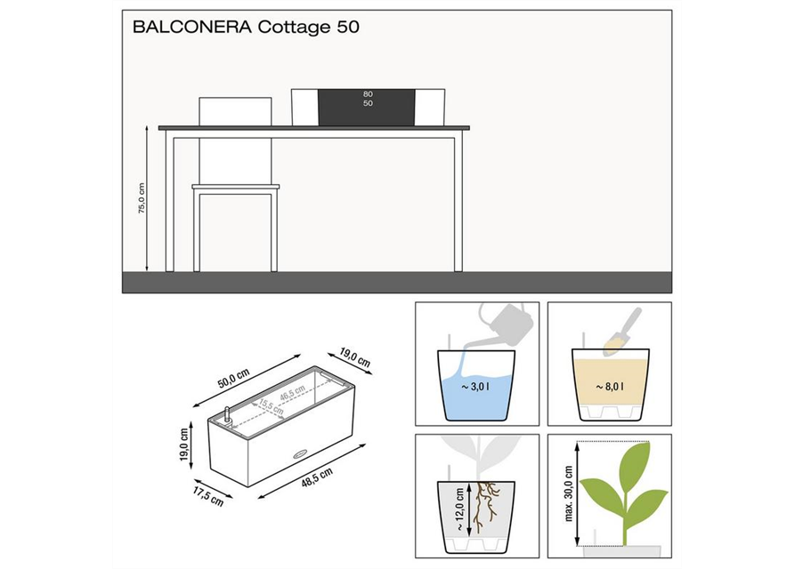 Lechuza Balconera Cottage 50 - granit