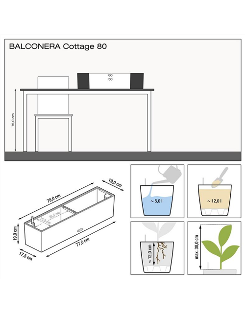 Lechuza BALCONERA Cottage 80 graphitschwarz