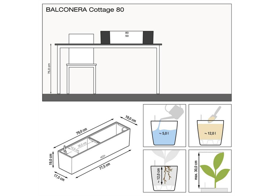 Lechuza BALCONERA Cottage 80 graphitschwarz