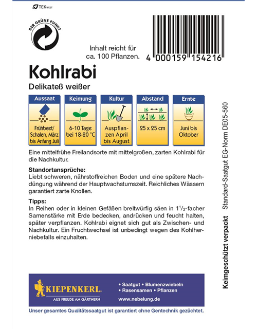 Kohlrabi Delikateß Weiß