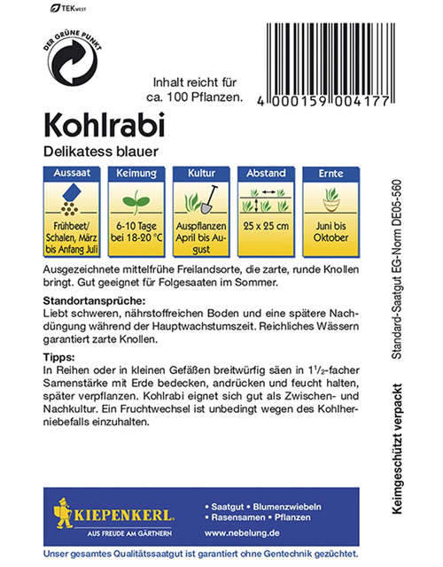 Kohlrabi Delikateß blaunPG B